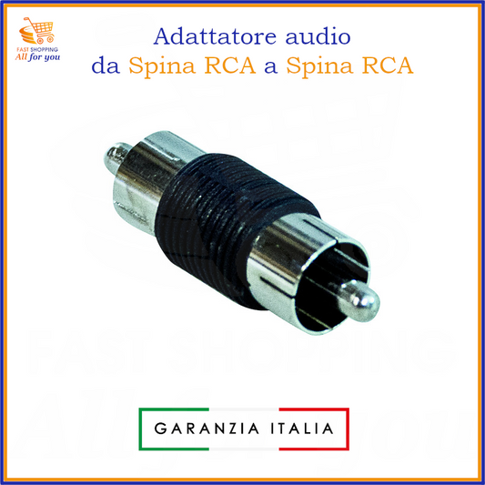 Adattatore accoppiatore audio/video RCA da spina maschio a spina maschio, per prolungare cavi o convertire prese RCA.