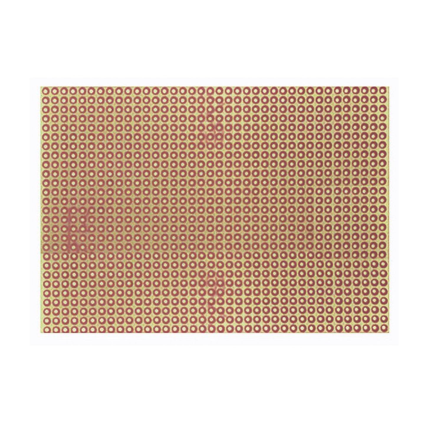 Basetta millefori sperimentale in vetronite ramata 100x50 mm con passo 2.54 mm e isole forate protette contro l'ossidazione, ideale per prototipazione elettronica.