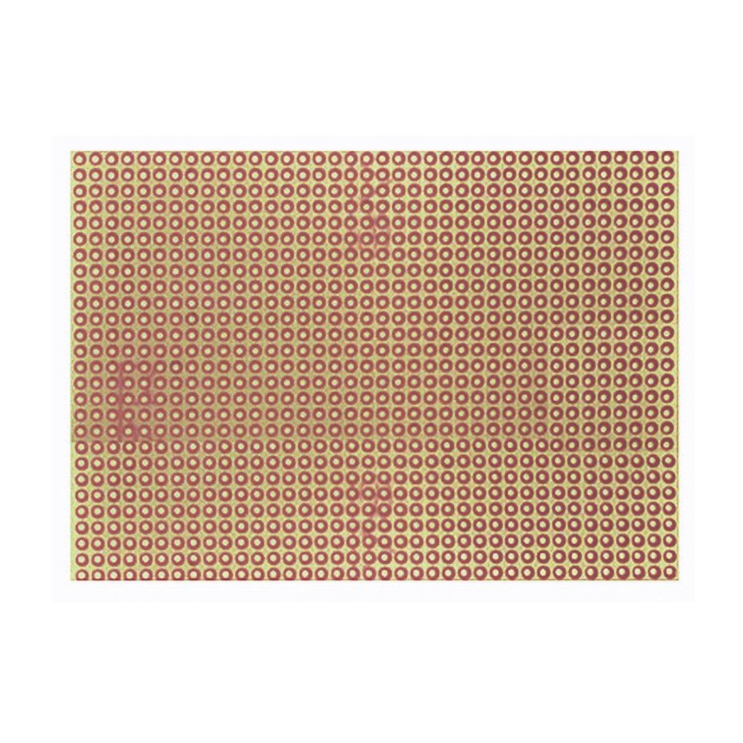 Basetta millefori sperimentale in vetronite ramata 100x50 mm con passo 2.54 mm e isole forate protette contro l'ossidazione, ideale per prototipazione elettronica.