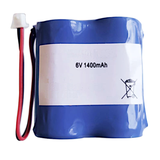 Batteria al litio 6V 1400mAh compatibile per Telepass ricaricabile, configurazione 2xCR123A con cavo e connettore a scatto.