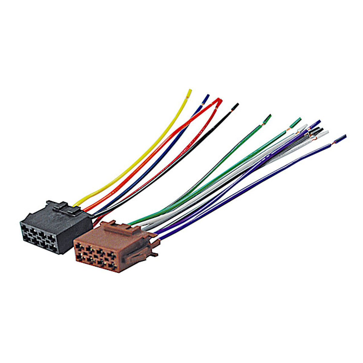 Kit cavi adattatore ISO 16 pin per autoradio e altoparlanti auto con connettori nero e marrone