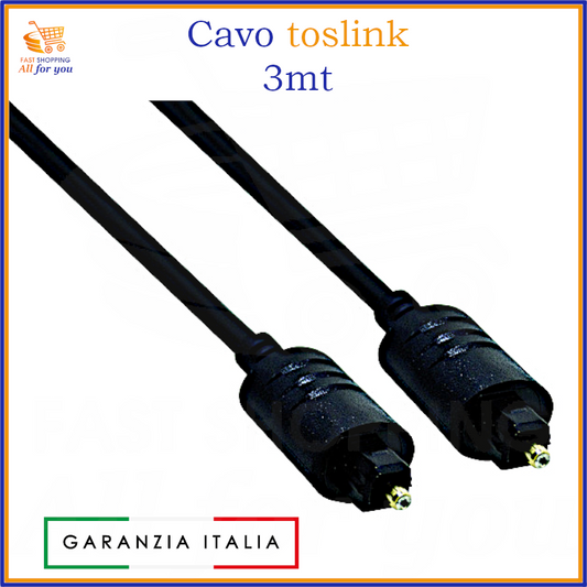 Cavo ottico Toslink nero da 3 metri per audio digitale Hi-Fi, TV e soundbar