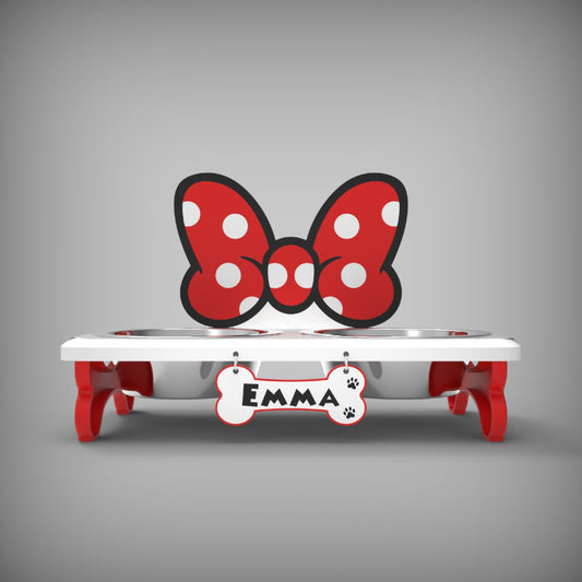 Ciotole acciaio inox con supporto decorato Minnie per cani piccoli