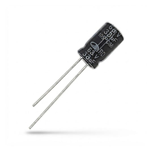 Condensatore elettrolitico radiale polarizzato 33 microfarad 63V 105 gradi 8x11mm per circuiti elettronici