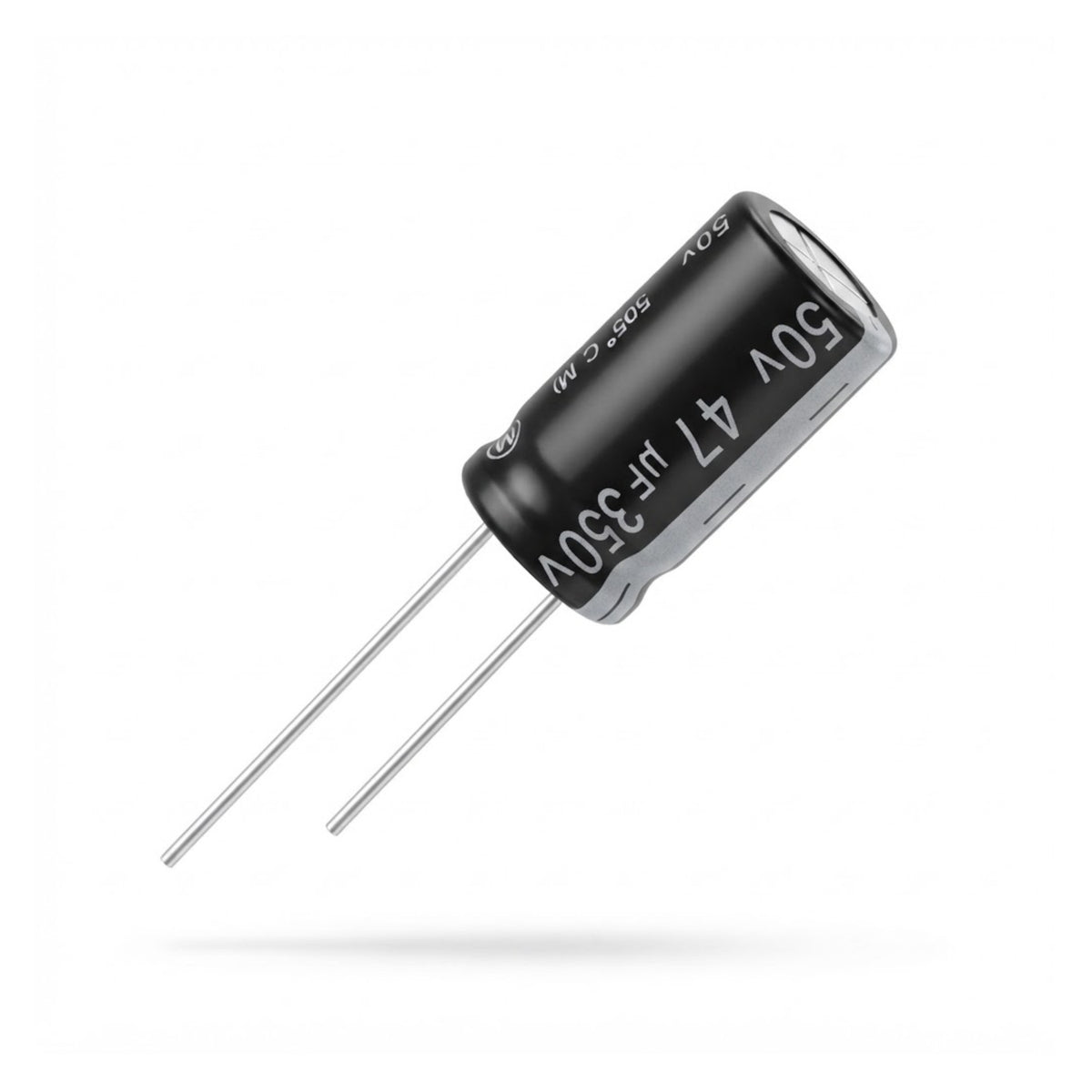 Condensatore elettrolitico radiale polarizzato 47 microfarad 350V 105 gradi 16x25mm per circuiti di alimentazione e alta tensione