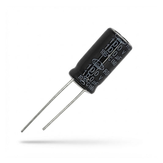 Condensatore elettrolitico radiale polarizzato Samwha 100 microfarad 100V 105 gradi 10x19mm per circuiti elettronici