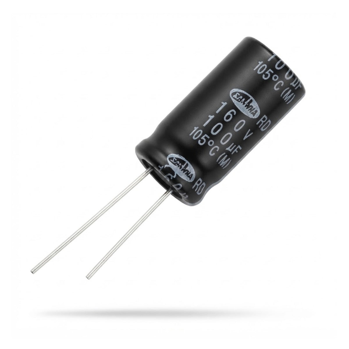 Condensatore elettrolitico radiale polarizzato Samwha 100 microfarad 160V 105 gradi 13x25mm per circuiti ad alta tensione