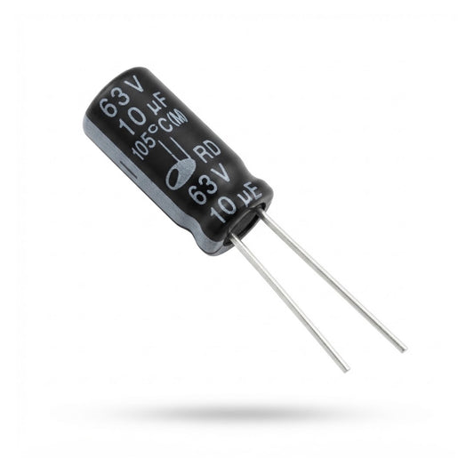 Condensatore elettrolitico radiale polarizzato Samwha 10 microfarad 63V 105 gradi 5x11mm per circuiti elettronici