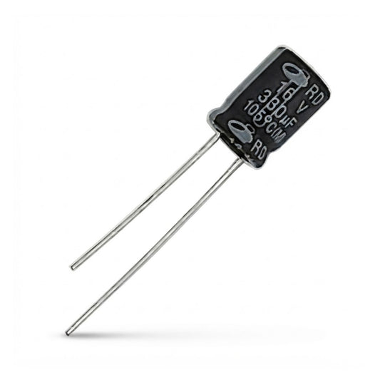 Condensatore elettrolitico radiale polarizzato Samwha 330 microfarad 16V 105 gradi 8x11mm per circuiti elettronici