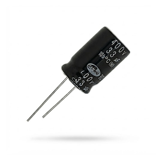 Condensatore elettrolitico radiale polarizzato Samwha 33 microfarad 400V 105 gradi 16x26mm per circuiti ad alta tensione