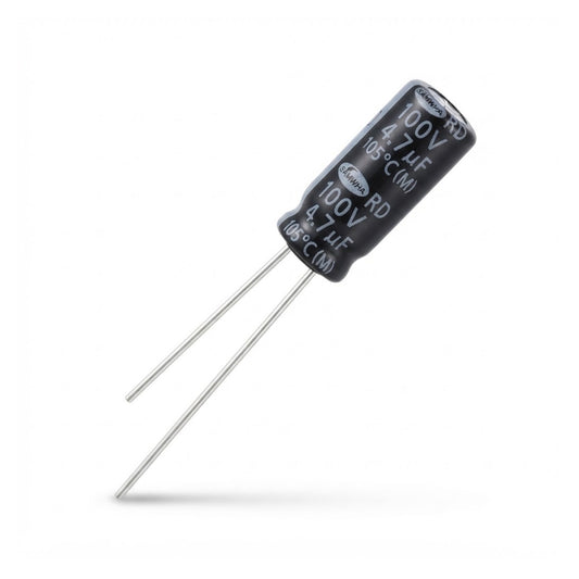 Condensatore elettrolitico radiale polarizzato Samwha 4,7 microfarad 100V 105 gradi 5x11mm per circuiti elettronici