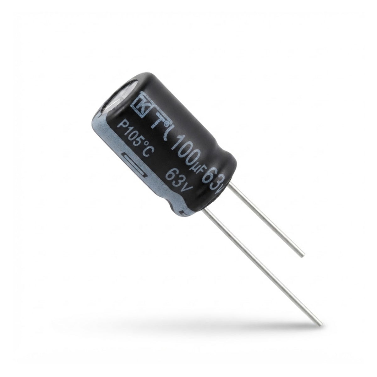Condensatore elettrolitico radiale polarizzato TK 100 microfarad 63V 105 gradi 10x12mm per circuiti elettronici