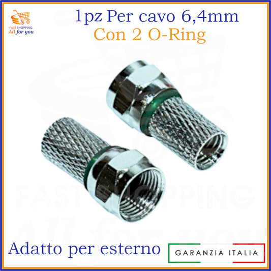 Connettore F maschio 6,40 mm con doppio O-Ring per esterno impermeabile
