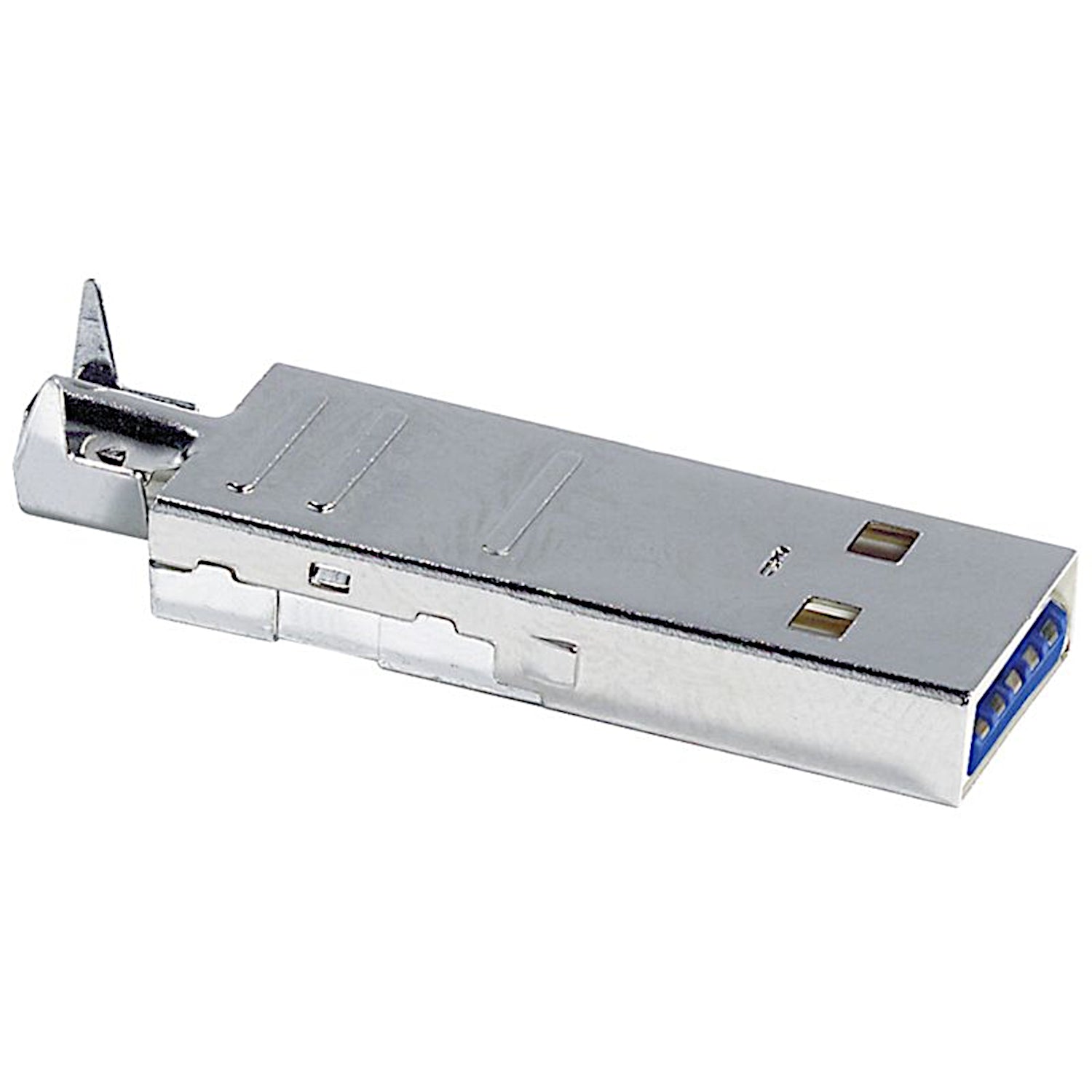 Connettore USB Type-A 3.0 maschio a 9 pin completamente schermato da saldare, ideale per la creazione e riparazione di cavi ad alta velocità.