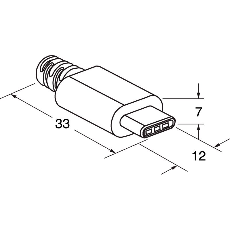 Spina USB-C 3.1 con dimensioni per saldatura