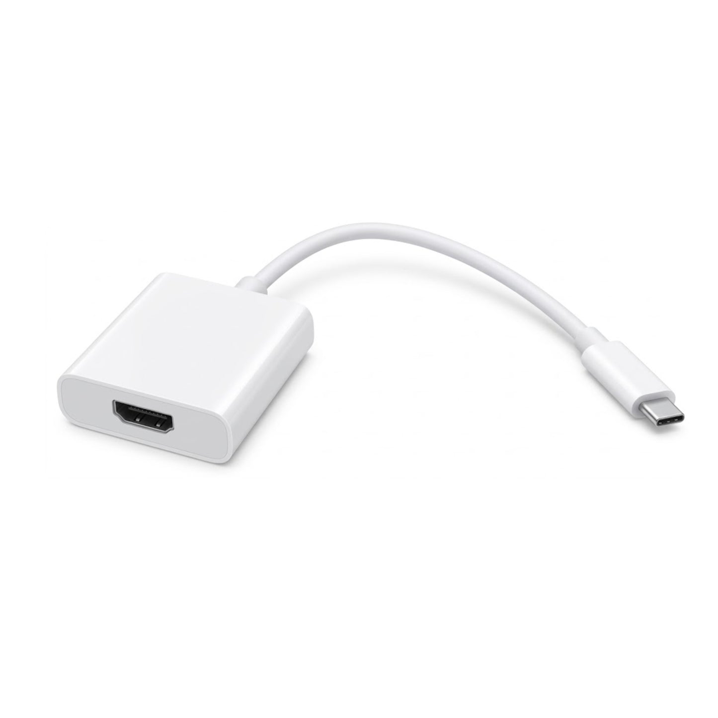 Convertitore da USB Tipo C a presa HDMI 4K a 30Hz di colore bianco, cavo compatto e portatile plug-and-play per collegare smartphone, tablet e PC a monitor o TV.