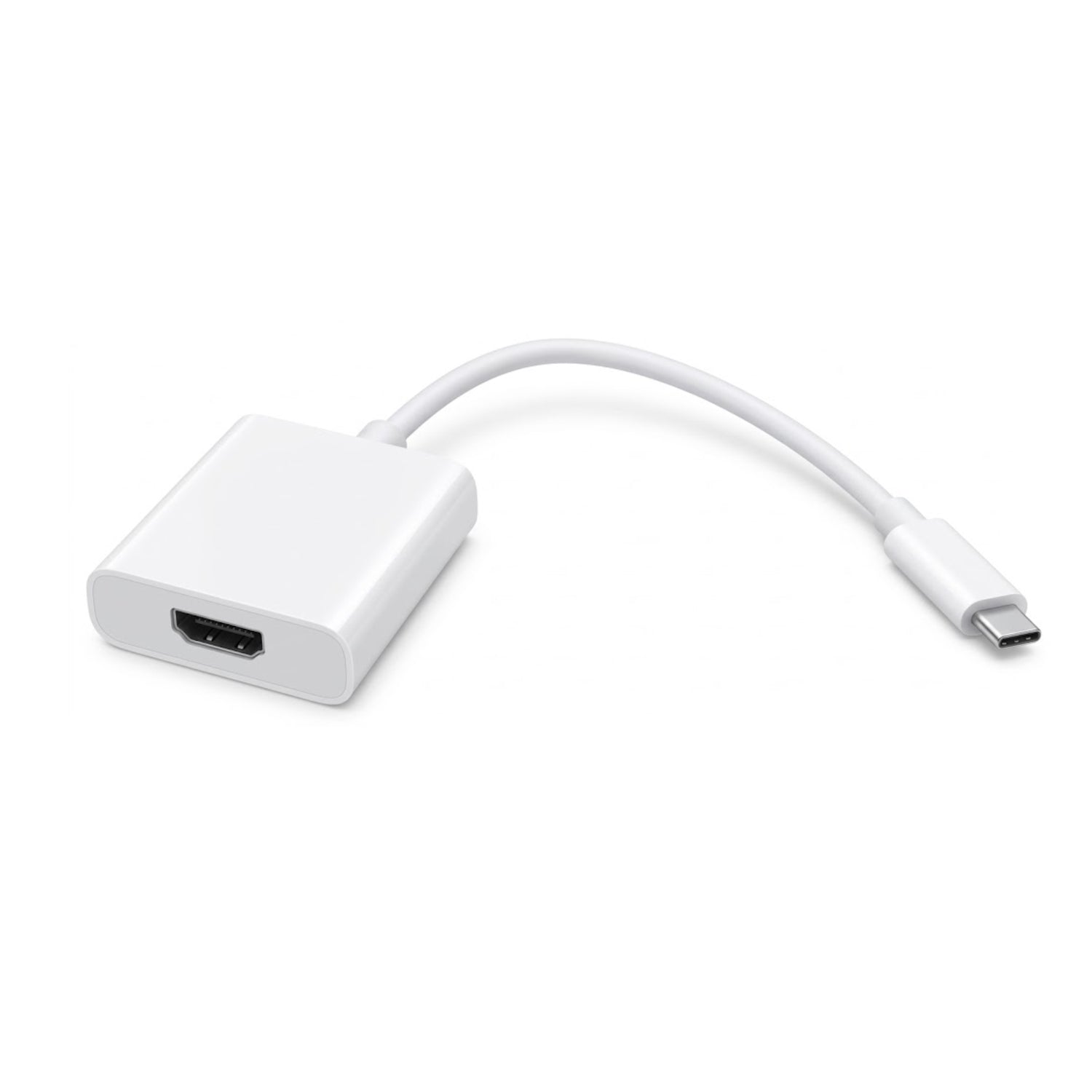 Convertitore da USB Tipo C a presa HDMI 4K a 30Hz di colore bianco, cavo compatto e portatile plug-and-play per collegare smartphone, tablet e PC a monitor o TV.