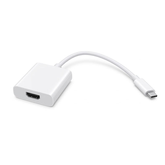 Convertitore da USB Tipo C a presa HDMI 4K a 30Hz di colore bianco, cavo compatto e portatile plug-and-play per collegare smartphone, tablet e PC a monitor o TV.