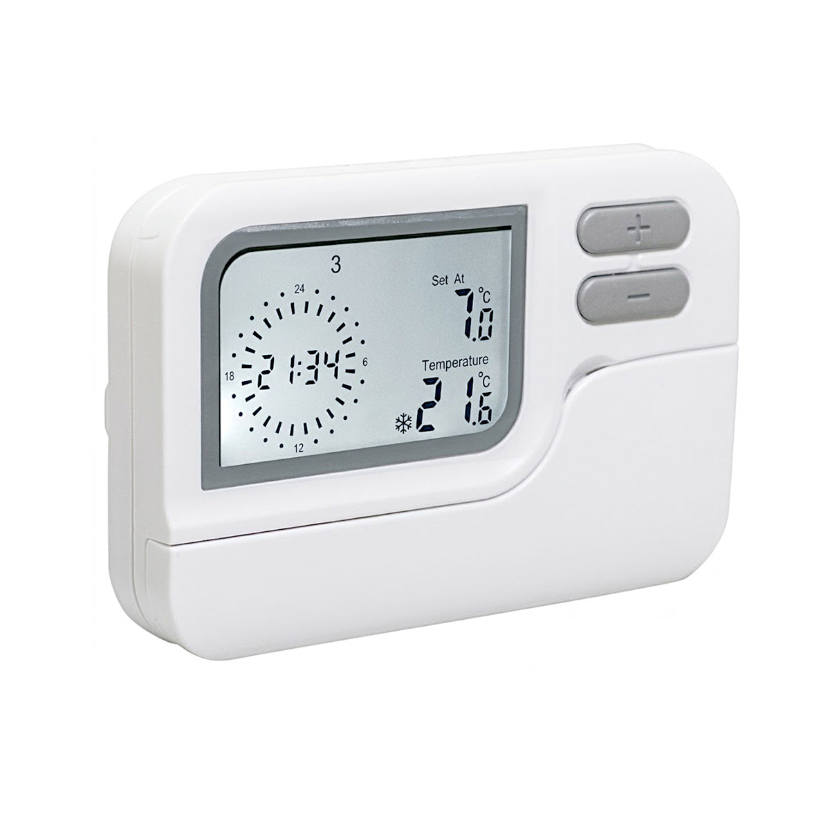 Cronotermostato digitale settimanale LIFE bianco con display LCD e sportellino chiuso