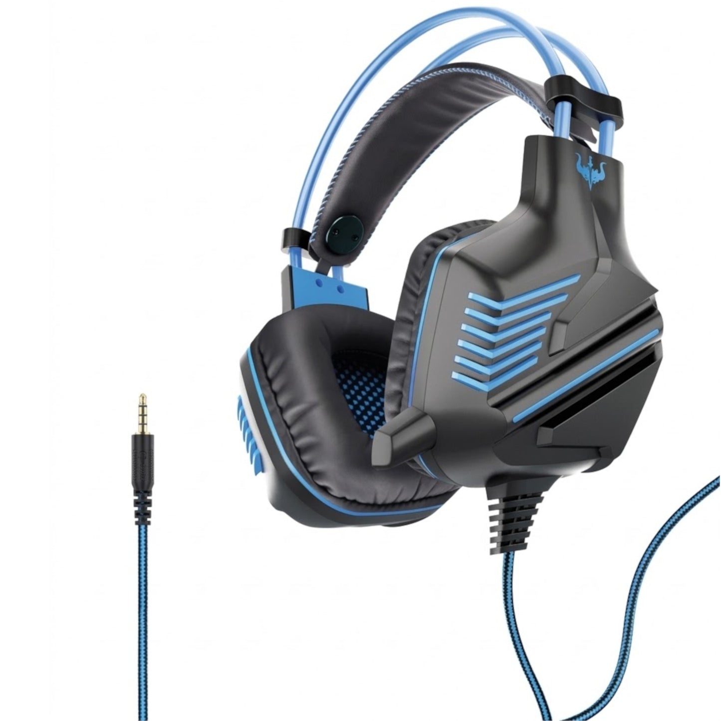 Cuffie gaming OVLENG OV-P10 colore nero e blu con driver da 50mm, microfono integrato e connettore jack 3,5mm a 4 pin.