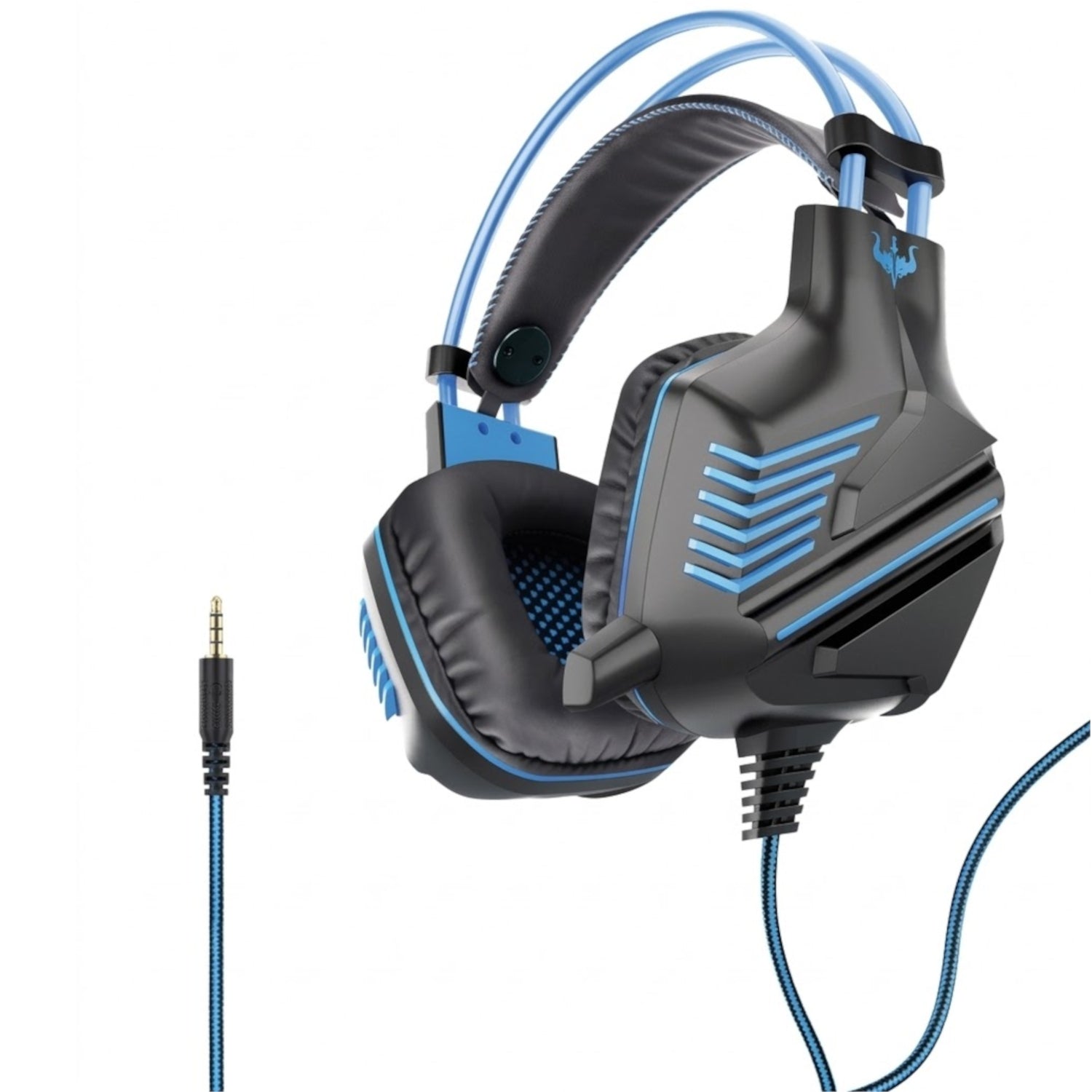 Cuffie gaming OVLENG OV-P10 colore nero e blu con driver da 50mm, microfono integrato e connettore jack 3,5mm a 4 pin.
