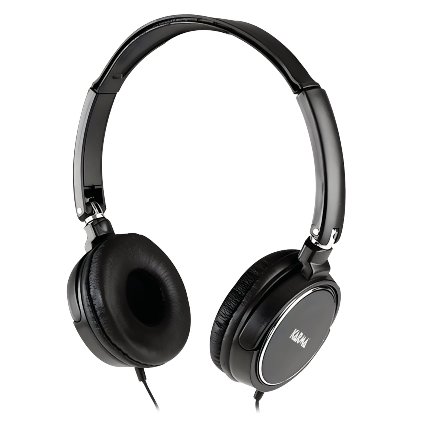 Cuffie stereofoniche ultra-leggere Karma HP SEN nere con padiglioni richiudibili, cavo da 1,2m e jack 3,5mm per smartphone e PC.