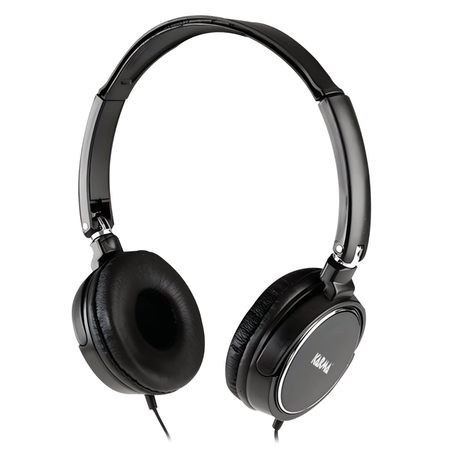 Cuffie stereofoniche ultra-leggere Karma HP SEN nere con padiglioni richiudibili, cavo da 1,2m e jack 3,5mm per smartphone e PC.