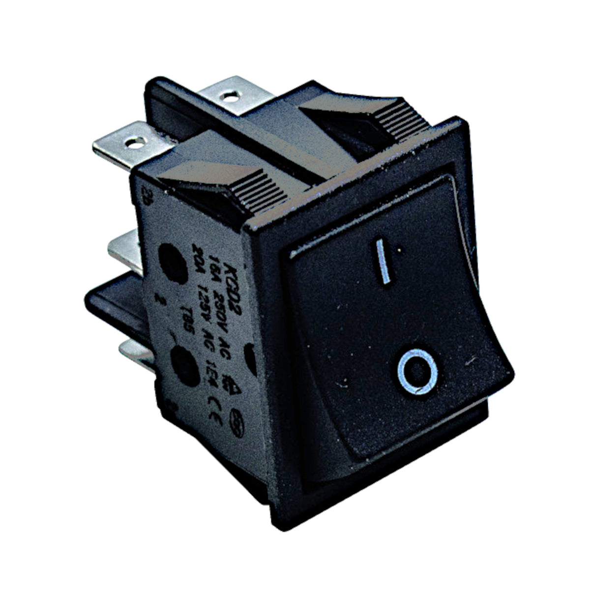 Deviatore a bilanciere ON-ON bipolare 16A con terminali Faston 6.3mm e corpo in termoplastica nera T85