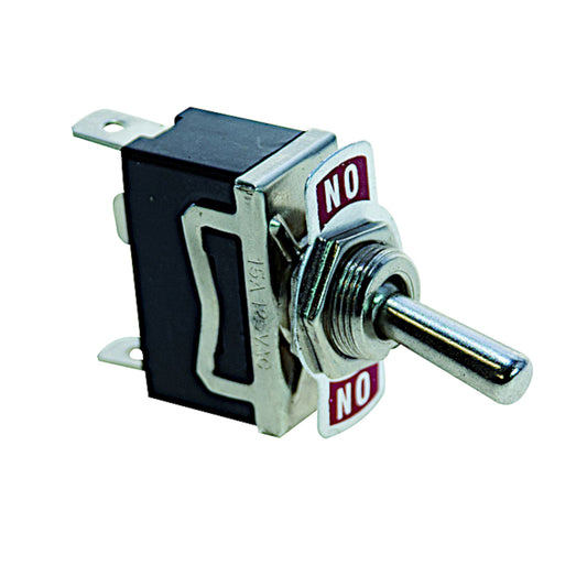Deviatore a levetta ON-ON unipolare 15A con terminali Faston 6.3mm, placchetta indicatrice e resina ignifuga UL 90 VO