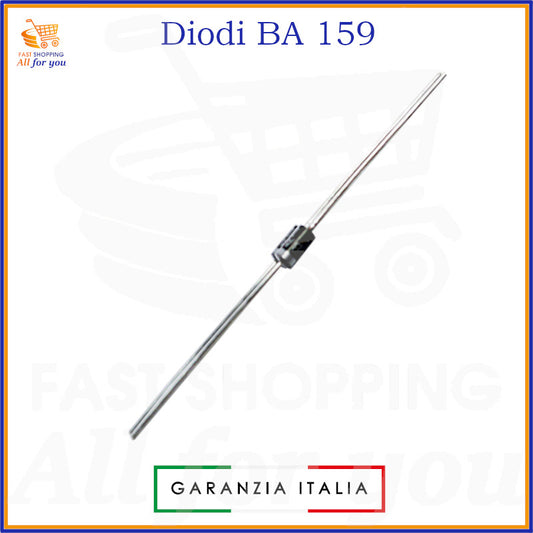 Diodo raddrizzatore BA159 800V 1A a commutazione rapida con terminali assiali, compatibile con BA157 e BA158