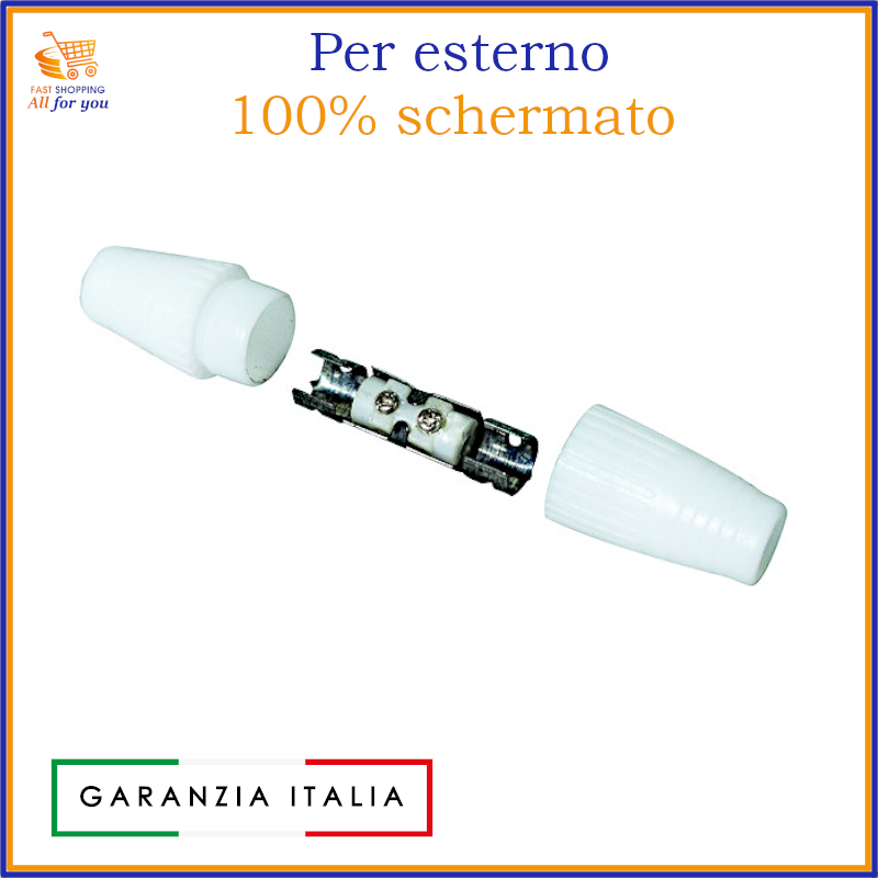 Giunto cavo coassiale schermato per esterno 9,5 mm, connettore antenna TV bianco
