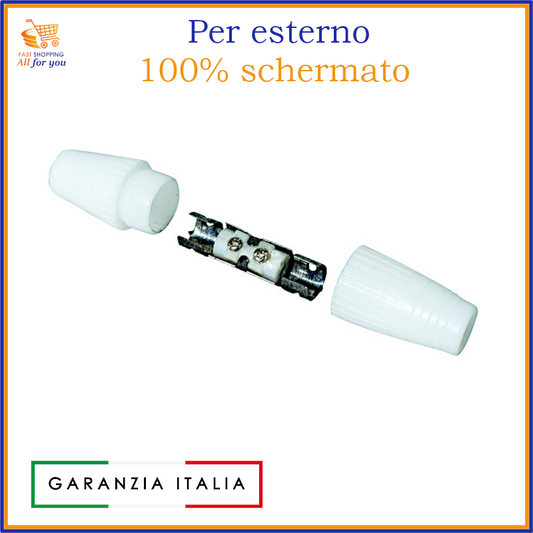Giunto cavo coassiale schermato per esterno 9,5 mm, connettore antenna TV bianco
