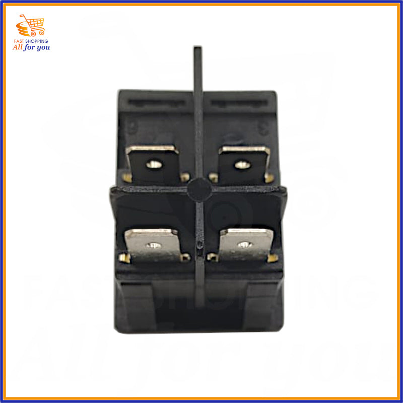 Vista posteriore dell'interruttore a bilanciere instabile che mostra i quattro terminali di connessione Faston da 6.3mm.