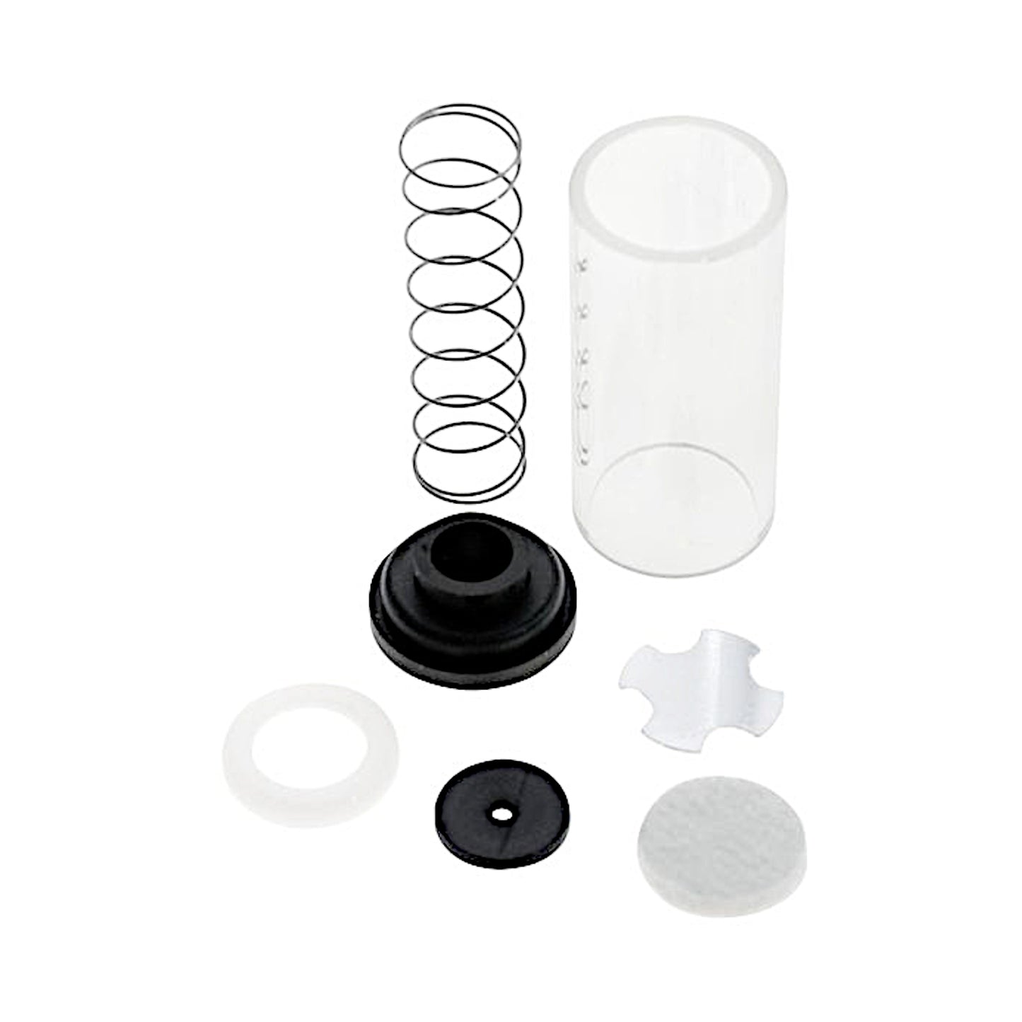Kit di ricambio completo con contenitore in vetro, molla e filtri per la pistola dissaldante delle stazioni ZD-915 e ZD-917, ideale per la manutenzione e il ripristino della potenza di aspirazione.