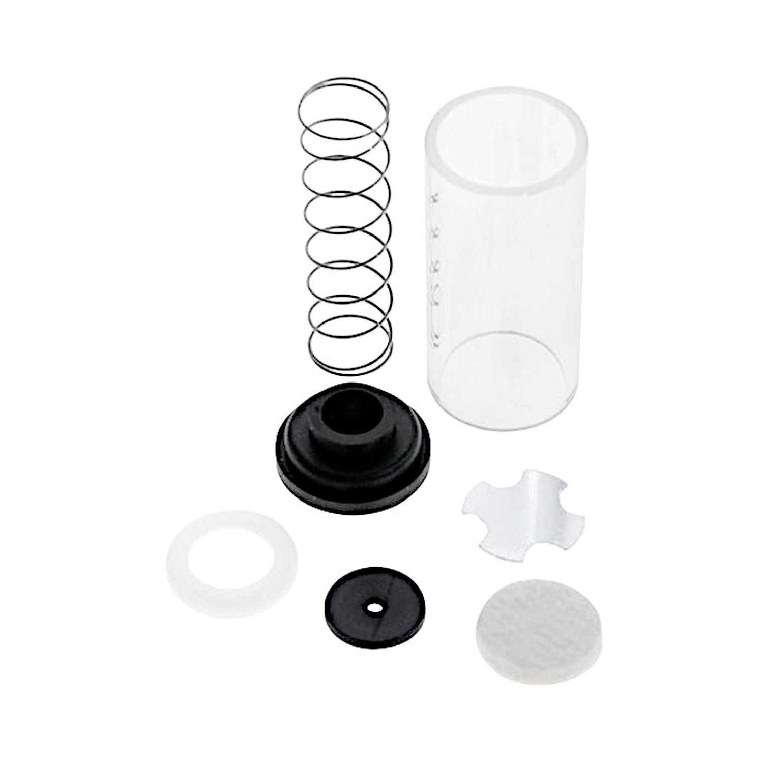 Kit di ricambio completo con contenitore in vetro, molla e filtri per la pistola dissaldante delle stazioni ZD-915 e ZD-917, ideale per la manutenzione e il ripristino della potenza di aspirazione.