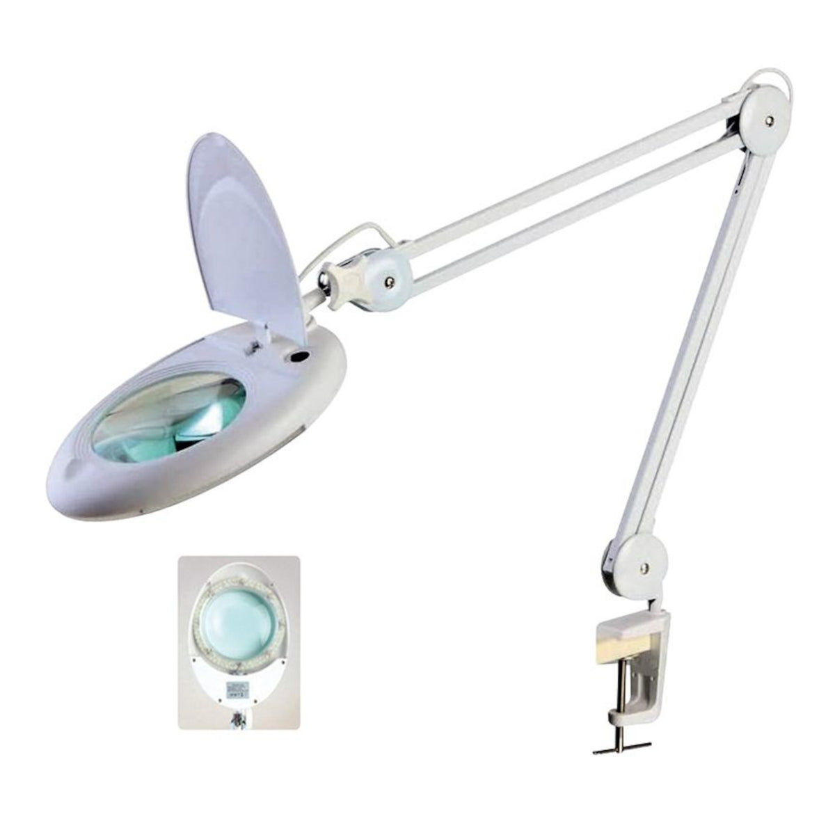 Lampada da laboratorio 80 LED SMD con lente 5 diottrie e braccio snodato bianco SKU 07/01450-00