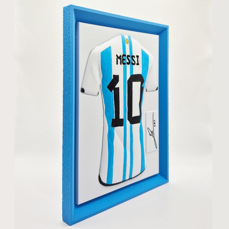 Quadro Messi 3D Maglia Argentina vista laterale