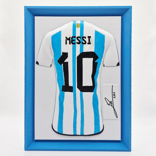 Quadretto Messi 3D bassorilievo maglia Argentina autografata