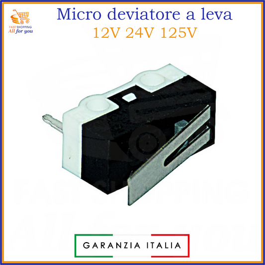 Micro deviatore a leva ON-ON per circuito stampato, 125V 3A, vista frontale