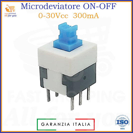 Microdeviatore ON-OFF 30V 300mA bipolare con pulsante blu miniatura