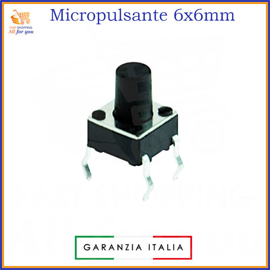 Micropulsante tattile grigio scuro 6x6mm con 4 pin per montaggio PCB, altezza 8.0mm, 12V 50mA.
