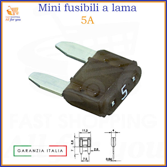 Mini fusibile a lama 5A beige da 11,2mm per auto, moto e camper
