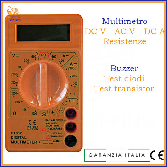 Multimetro Digitale LIFE DT832 10A con Buzzer e LCD