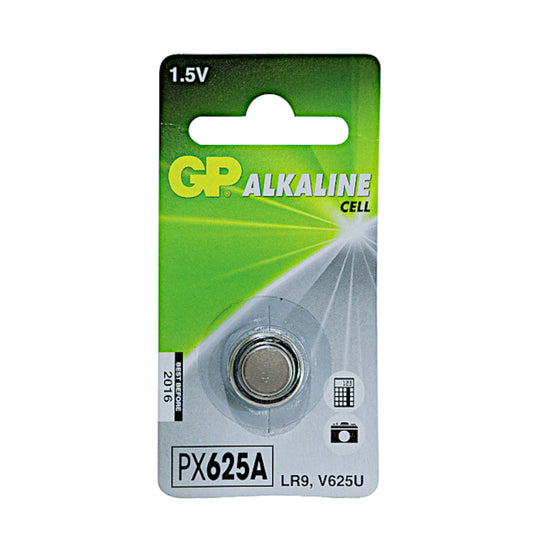 Confezione blister di pila alcalina a bottone GP PX625A 1.5V per fotocamere d'epoca ed esposimetri