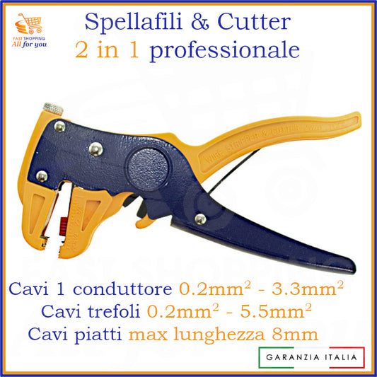 Pinza spelafili automatica e cutter professionale LIFE 2 in 1, ideale per elettricisti e hobbisti, per cavi da 0.2 a 5.5mm².