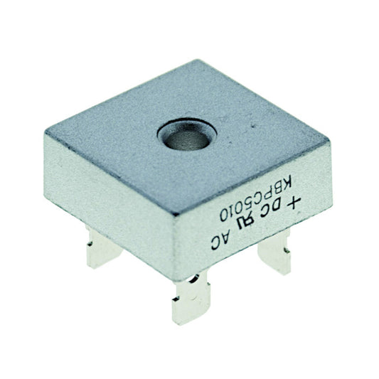 Ponte di diodi raddrizzatore monofase KBPC5010 50A 1000V con terminali a faston e foro centrale per dissipatore