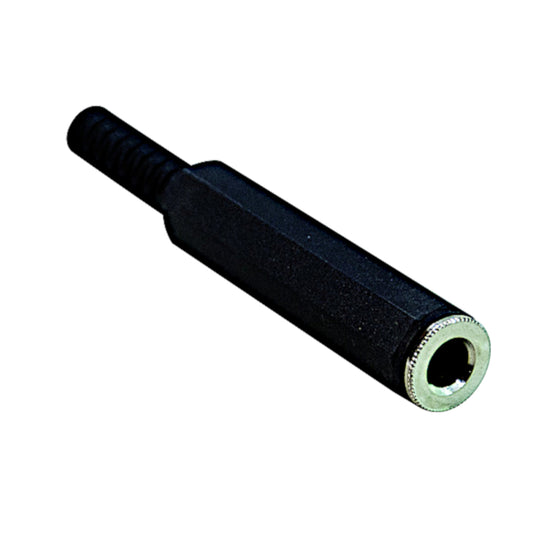 Presa jack audio stereo 6.3mm femmina volante con corpo in metallo, cappuccio in plastica e guidacavo integrato