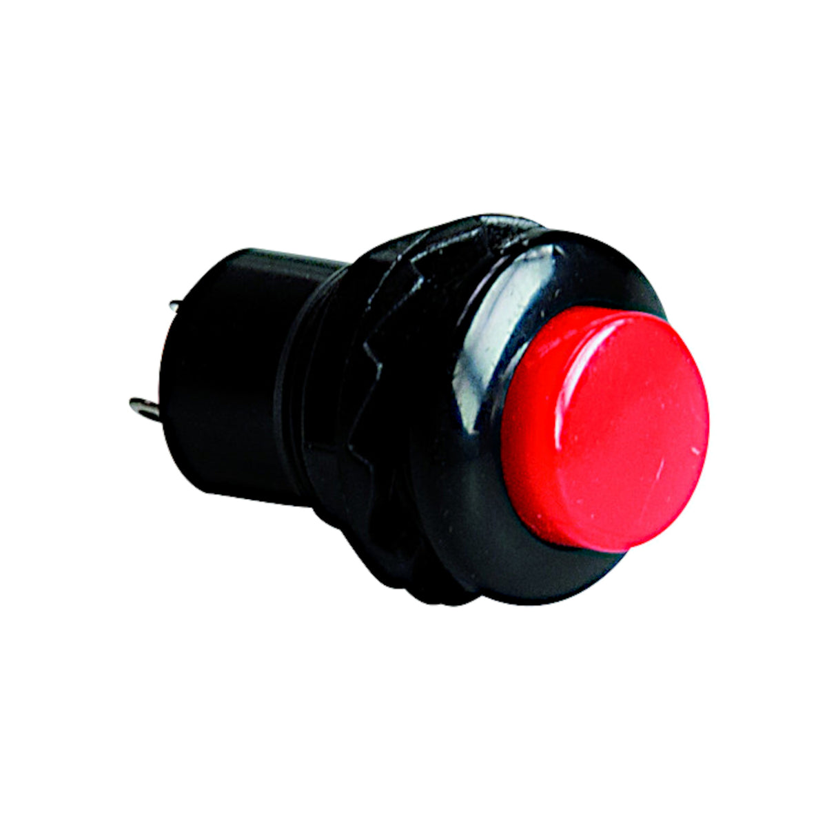 Pulsante a bottone rosso da pannello normalmente aperto NA da 3A con filettatura M12.5 e corpo in termoplastica