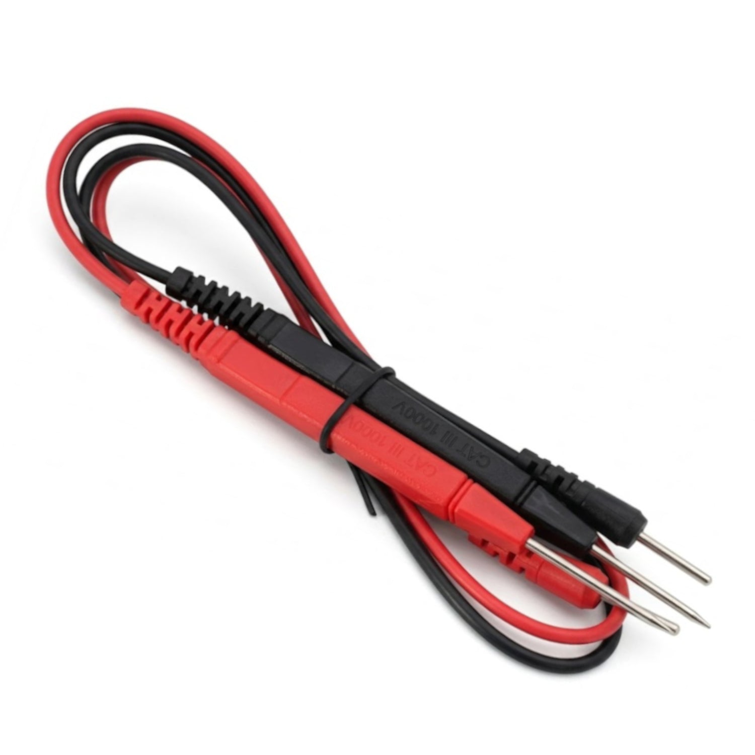 Set di puntali di ricambio rossi e neri per tester ICE con spine da 2mm, punte in acciaio e cavo flessibile da 100cm.