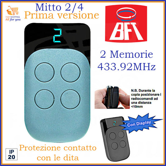 Radiocomando 2in1 per cancello compatibile BFT Mitto 433 MHz